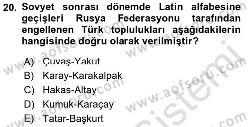 Çağdaş Türk Edebiyatları 1 Dersi 2022 - 2023 Yılı Yaz Okulu Sınav Soruları 20. Soru