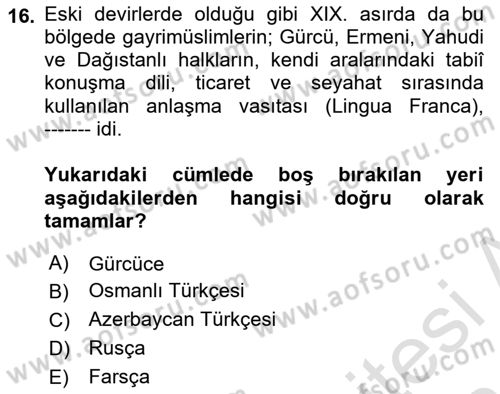 Çağdaş Türk Edebiyatları 1 Dersi 2023 - 2024 Yılı (Vize) Ara Sınav Soruları 16. Soru