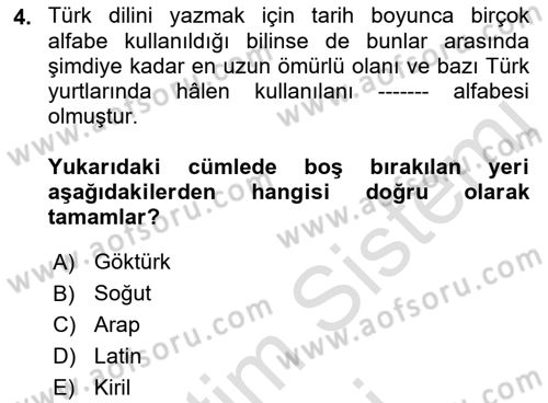 Çağdaş Türk Edebiyatları 1 Dersi Ara Sınavı Deneme Sınav Soruları 4. Soru