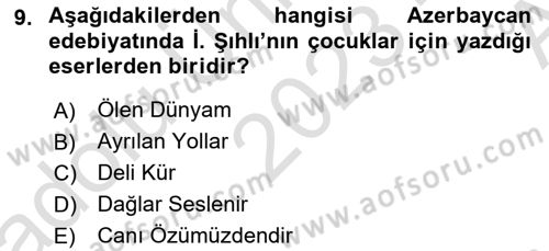 Çağdaş Türk Edebiyatları 1 Dersi Ara Sınavı Deneme Sınav Soruları 9. Soru