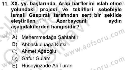 Çağdaş Türk Edebiyatları 1 Dersi 2023 - 2024 Yılı (Final) Dönem Sonu Sınav Soruları 11. Soru