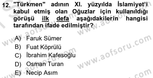 Çağdaş Türk Edebiyatları 1 Dersi 2023 - 2024 Yılı (Final) Dönem Sonu Sınav Soruları 12. Soru