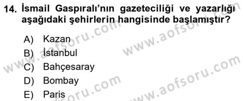 Çağdaş Türk Edebiyatları 1 Dersi 2023 - 2024 Yılı (Final) Dönem Sonu Sınav Soruları 14. Soru