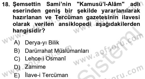 Çağdaş Türk Edebiyatları 1 Dersi 2023 - 2024 Yılı (Final) Dönem Sonu Sınav Soruları 18. Soru