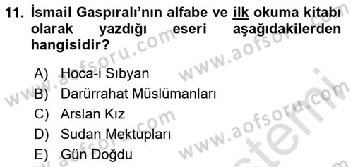 Çağdaş Türk Edebiyatları 1 Dersi 2023 - 2024 Yılı Yaz Okulu Sınav Soruları 11. Soru