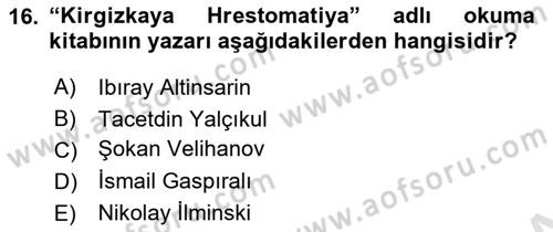 Çağdaş Türk Edebiyatları 1 Dersi 2023 - 2024 Yılı Yaz Okulu Sınav Soruları 16. Soru