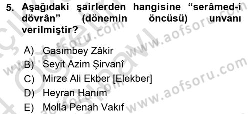 Çağdaş Türk Edebiyatları 1 Dersi 2023 - 2024 Yılı Yaz Okulu Sınav Soruları 5. Soru