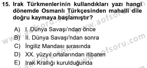 Çağdaş Türk Edebiyatları 1 Dersi Ara Sınavı Deneme Sınav Soruları 15. Soru