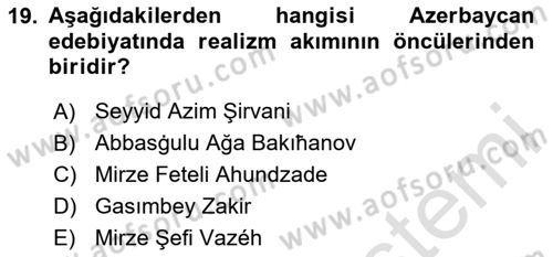 Çağdaş Türk Edebiyatları 1 Dersi 2024 - 2025 Yılı (Vize) Ara Sınav Soruları 19. Soru