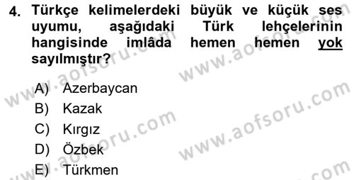 Çağdaş Türk Edebiyatları 1 Dersi Ara Sınavı Deneme Sınav Soruları 4. Soru