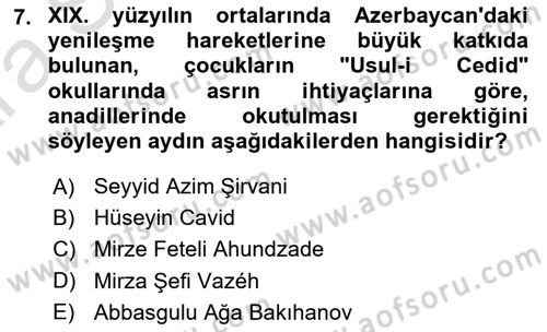 Çağdaş Türk Edebiyatları 1 Dersi 2024 - 2025 Yılı (Vize) Ara Sınav Soruları 7. Soru