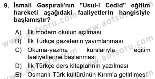 Çağdaş Türk Edebiyatları 1 Dersi 2024 - 2025 Yılı (Vize) Ara Sınavı 9. Soru