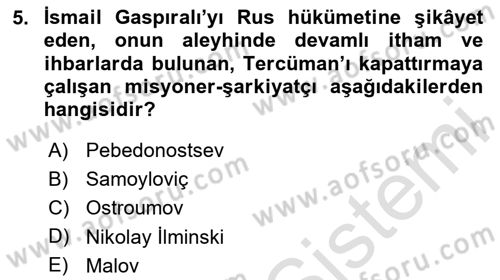 Çağdaş Türk Edebiyatları 1 Dersi 2024 - 2025 Yılı (Final) Dönem Sonu Sınav Soruları 5. Soru