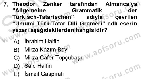 Çağdaş Türk Edebiyatları 1 Dersi 2024 - 2025 Yılı (Final) Dönem Sonu Sınav Soruları 7. Soru