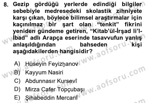 Çağdaş Türk Edebiyatları 1 Dersi 2024 - 2025 Yılı (Final) Dönem Sonu Sınav Soruları 8. Soru