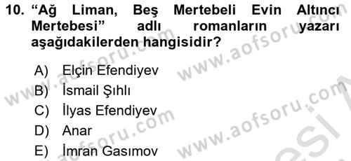 Çağdaş Türk Edebiyatları 1 Dersi 2024 - 2025 Yılı Yaz Okulu Sınav Soruları 10. Soru