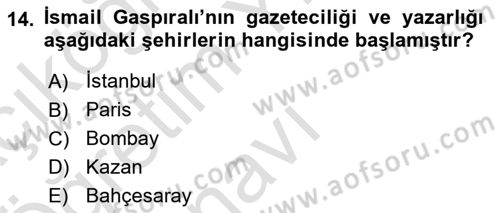 Çağdaş Türk Edebiyatları 1 Dersi 2024 - 2025 Yılı Yaz Okulu Sınav Soruları 14. Soru