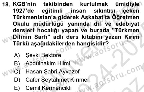 Çağdaş Türk Edebiyatları 1 Dersi 2024 - 2025 Yılı Yaz Okulu Sınav Soruları 18. Soru