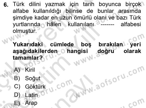 Çağdaş Türk Edebiyatları 1 Dersi 2024 - 2025 Yılı Yaz Okulu Sınav Soruları 6. Soru