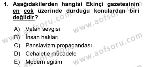 Çağdaş Türk Edebiyatları 1 Dersi 2025 - 2026 Yılı (Vize) Ara Sınav Soruları 1. Soru