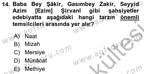 Çağdaş Türk Edebiyatları 1 Dersi 2025 - 2026 Yılı (Vize) Ara Sınav Soruları 14. Soru