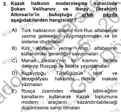 Çağdaş Türk Edebiyatları 1 Dersi 2025 - 2026 Yılı (Vize) Ara Sınav Soruları 3. Soru