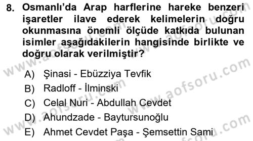 Çağdaş Türk Edebiyatları 1 Dersi 2025 - 2026 Yılı (Vize) Ara Sınav Soruları 8. Soru