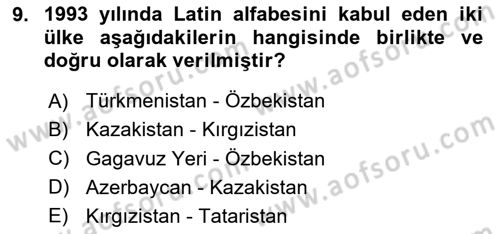 Çağdaş Türk Edebiyatları 1 Dersi 2025 - 2026 Yılı (Vize) Ara Sınav Soruları 9. Soru