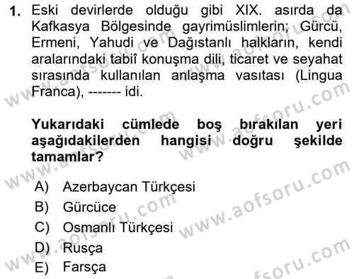Çağdaş Türk Edebiyatları 1 Dersi 2025 - 2026 Yılı (Final) Dönem Sonu Sınav Soruları 1. Soru
