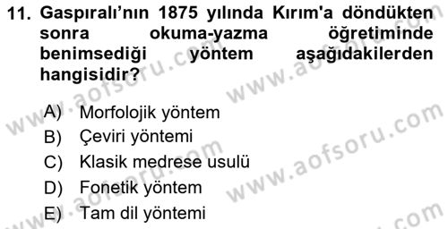 Çağdaş Türk Edebiyatları 1 Dersi 2025 - 2026 Yılı (Final) Dönem Sonu Sınav Soruları 11. Soru