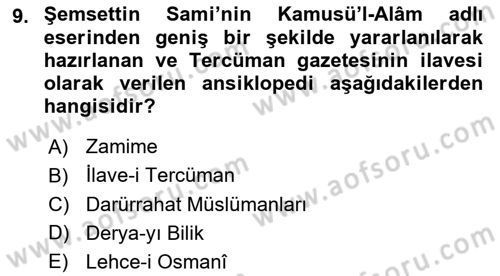 Çağdaş Türk Edebiyatları 1 Dersi 2025 - 2026 Yılı (Final) Dönem Sonu Sınav Soruları 9. Soru