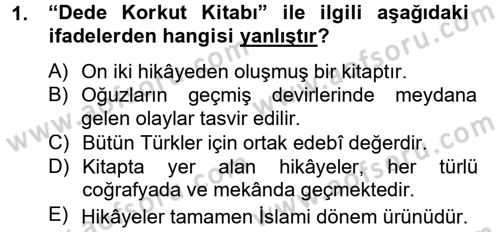 Çağdaş Türk Edebiyatları 2 Dersi 2013 - 2014 Yılı Tek Ders Sınav Soruları 1. Soru