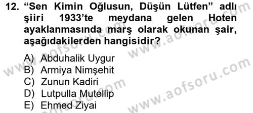 Çağdaş Türk Edebiyatları 2 Dersi 2013 - 2014 Yılı Tek Ders Sınav Soruları 12. Soru