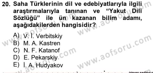 Çağdaş Türk Edebiyatları 2 Dersi 2013 - 2014 Yılı Tek Ders Sınav Soruları 20. Soru