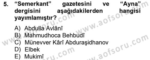 Çağdaş Türk Edebiyatları 2 Dersi 2013 - 2014 Yılı Tek Ders Sınav Soruları 5. Soru