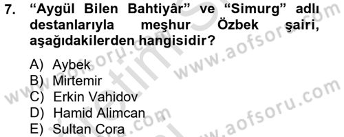 Çağdaş Türk Edebiyatları 2 Dersi 2013 - 2014 Yılı Tek Ders Sınav Soruları 7. Soru