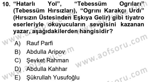 Çağdaş Türk Edebiyatları 2 Dersi 2015 - 2016 Yılı Tek Ders Sınav Soruları 10. Soru