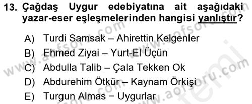 Çağdaş Türk Edebiyatları 2 Dersi 2015 - 2016 Yılı Tek Ders Sınav Soruları 13. Soru