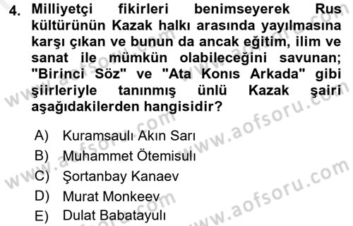 Çağdaş Türk Edebiyatları 2 Dersi 2015 - 2016 Yılı Tek Ders Sınav Soruları 4. Soru