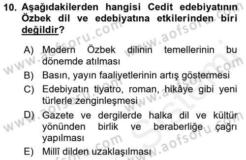 Çağdaş Türk Edebiyatları 2 Dersi 2018 - 2019 Yılı (Vize) Ara Sınav Soruları 10. Soru