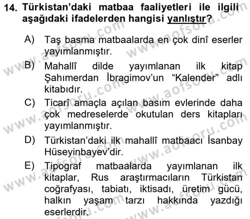 Çağdaş Türk Edebiyatları 2 Dersi 2018 - 2019 Yılı (Vize) Ara Sınav Soruları 14. Soru