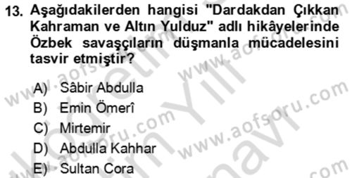 Çağdaş Türk Edebiyatları 2 Dersi 2021 - 2022 Yılı (Vize) Ara Sınav Soruları 13. Soru