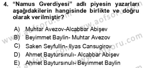 Çağdaş Türk Edebiyatları 2 Dersi 2021 - 2022 Yılı (Vize) Ara Sınav Soruları 4. Soru