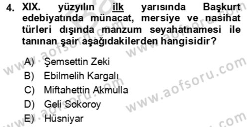 Çağdaş Türk Edebiyatları 2 Dersi 2021 - 2022 Yılı (Final) Dönem Sonu Sınav Soruları 4. Soru