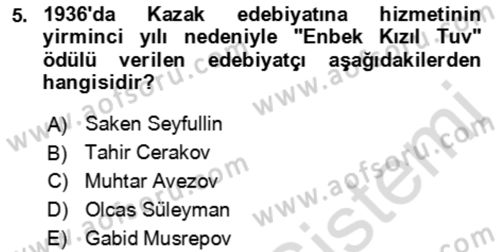 Çağdaş Türk Edebiyatları 2 Dersi 2021 - 2022 Yılı (Final) Dönem Sonu Sınav Soruları 5. Soru