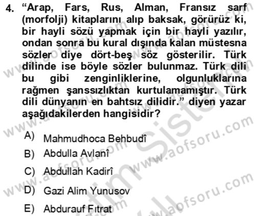 Çağdaş Türk Edebiyatları 2 Dersi 2023 - 2024 Yılı (Vize) Ara Sınav Soruları 4. Soru