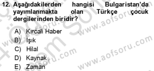Çağdaş Türk Edebiyatları 2 Dersi 2023 - 2024 Yılı (Final) Dönem Sonu Sınav Soruları 12. Soru
