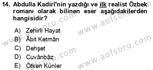 Çağdaş Türk Edebiyatları 2 Dersi 2023 - 2024 Yılı (Final) Dönem Sonu Sınav Soruları 14. Soru