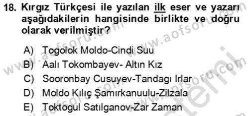 Çağdaş Türk Edebiyatları 2 Dersi 2023 - 2024 Yılı (Final) Dönem Sonu Sınav Soruları 18. Soru