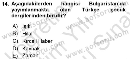 Çağdaş Türk Edebiyatları 2 Dersi 2024 - 2025 Yılı (Final) Dönem Sonu Sınav Soruları 14. Soru